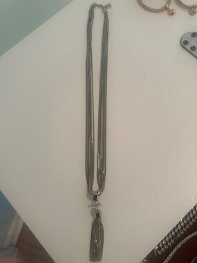 Multi-Strand Silver Tassel Necklace